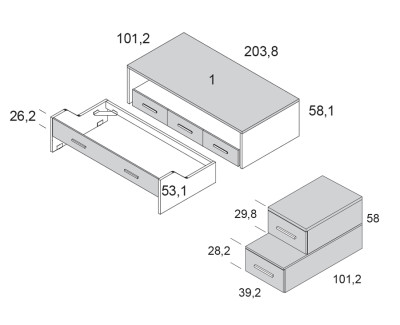 Kinder-Rollbett mit 3 Schubladen und Treppe